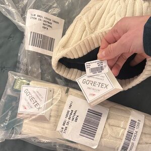 L.L. Bean Heritage Cable Knit Hat & Mittens Set | Gore-Tex Windstopper | NWT
